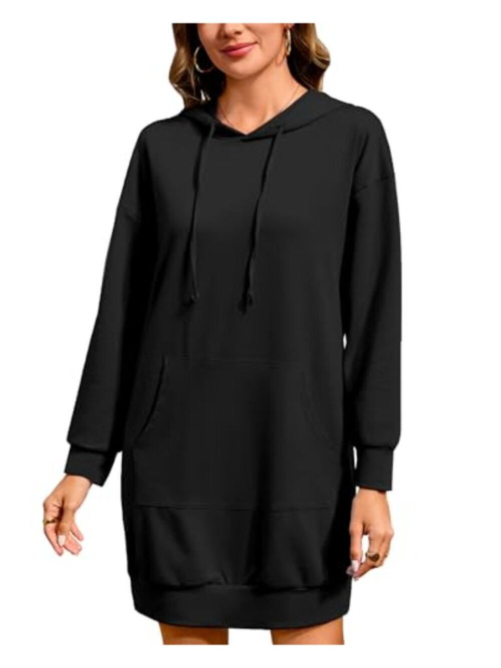 Women Oversized Hooded Sweatshirt Dress with Pocket Long Sleeve Tunic